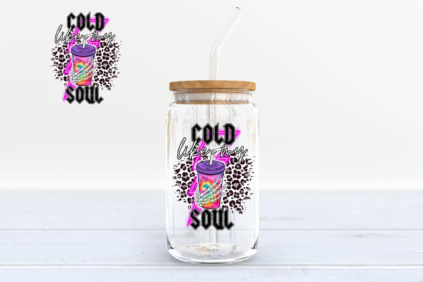 Cold like my soul; Iced coffee glass; GLASS ONLY