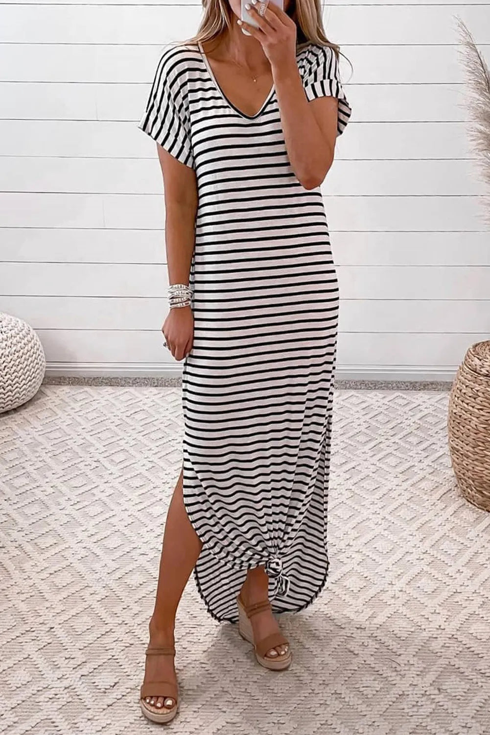 Black and White T-shirt Maxi Dress