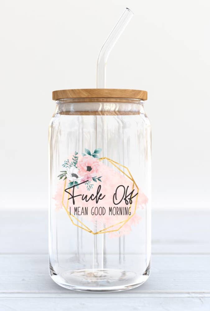 FUCK OFF; Iced coffee glass
